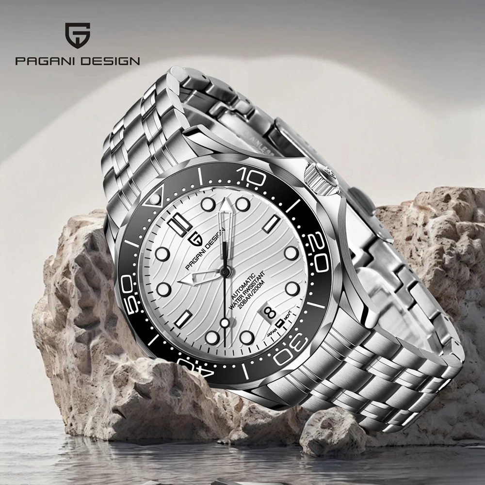 

PAGANI DESIGN Watches Wave Automatic Luxury Mechanical Watch For Men AR Sapphire Crystal Stainless Steel Waterproof Simple Clock