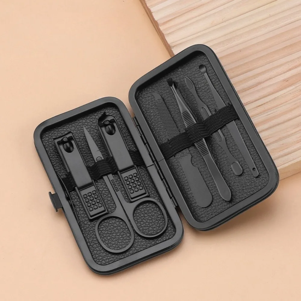 Conjunto de cortador de unhas de aço inoxidável, 7 peças, com pinças de cutícula, kit profissional de manicure e pedicure, ferramenta de aliciamento para salão de beleza doméstico