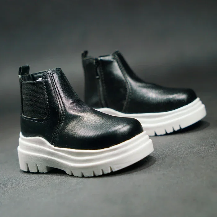 （Customize 30 Days）1/4 1/3 Uncle Doll BJD/SD Accessories shoes leather white black bottom zip boots 1pair