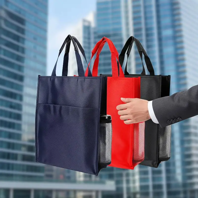 Oxford Cloth Waterproof Briefcase Lightweight Spacious Zippered Document Bag 14x11x4 Inch With Handle For Business Travel