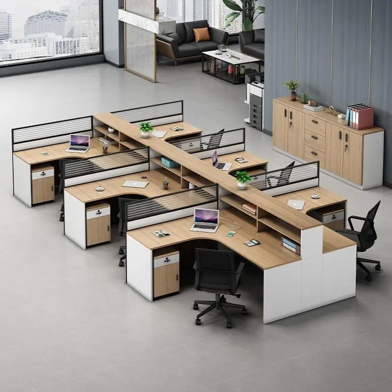 Finance Desk Staff Desk and Chair Combination Company 4 6 Person Simple Sub-office Office Furniture Set