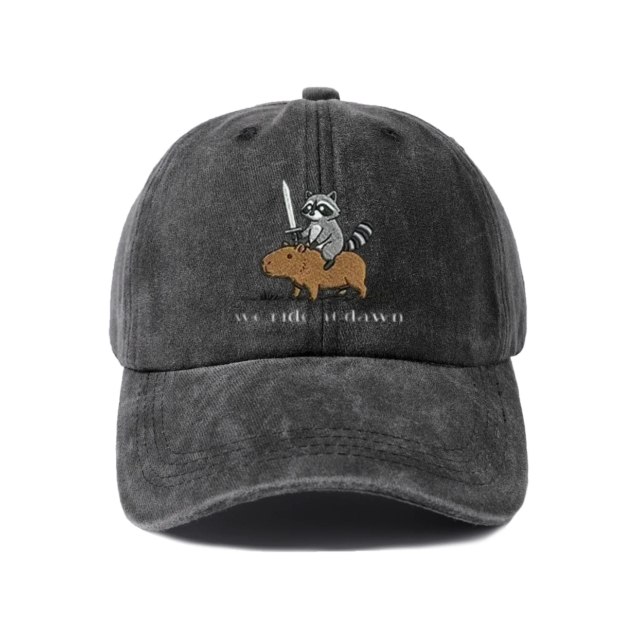 Funny Ride at Dawn Donkey Graphic Baseball Cap, Vintage Washed Adjustable Unisex Dad Hat, Everyday Gift