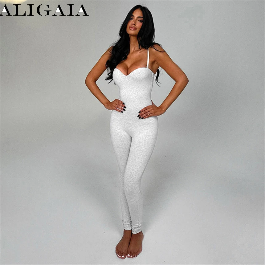 

Casual Solid Bodycon Strap Jumpsuit For Women Bodycon Sexy Streetwear 2026 Summer NewSkinny Rompers Sportswear Wholesale Items