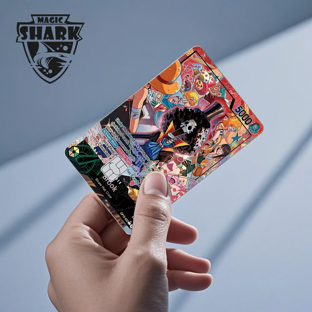 Magic Shark Holographic Shinny Laser Luffy Zorro Nami Ace Chopper Sabo Untra Thin Skin Film Sticker for Debit Credit Bank Card view 3