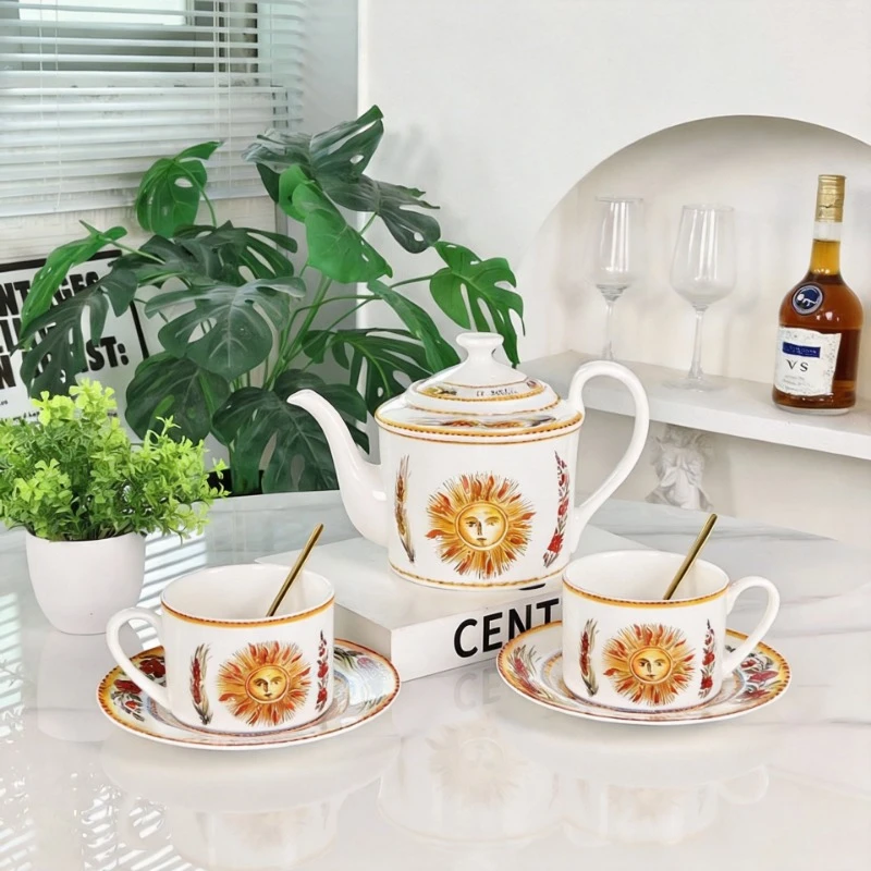 Star Sun Series Bone China Coffee Cups Teapots Home Banquet Tea Sets Souvenirs