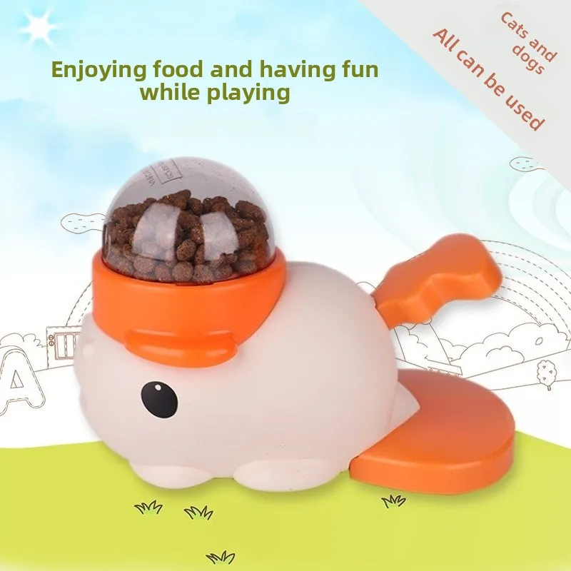 Automatic Pet Feeder, Duck Interactive Toy Trainer for Dogs Cats Food Dispenser with Timer, Fun Training Reward