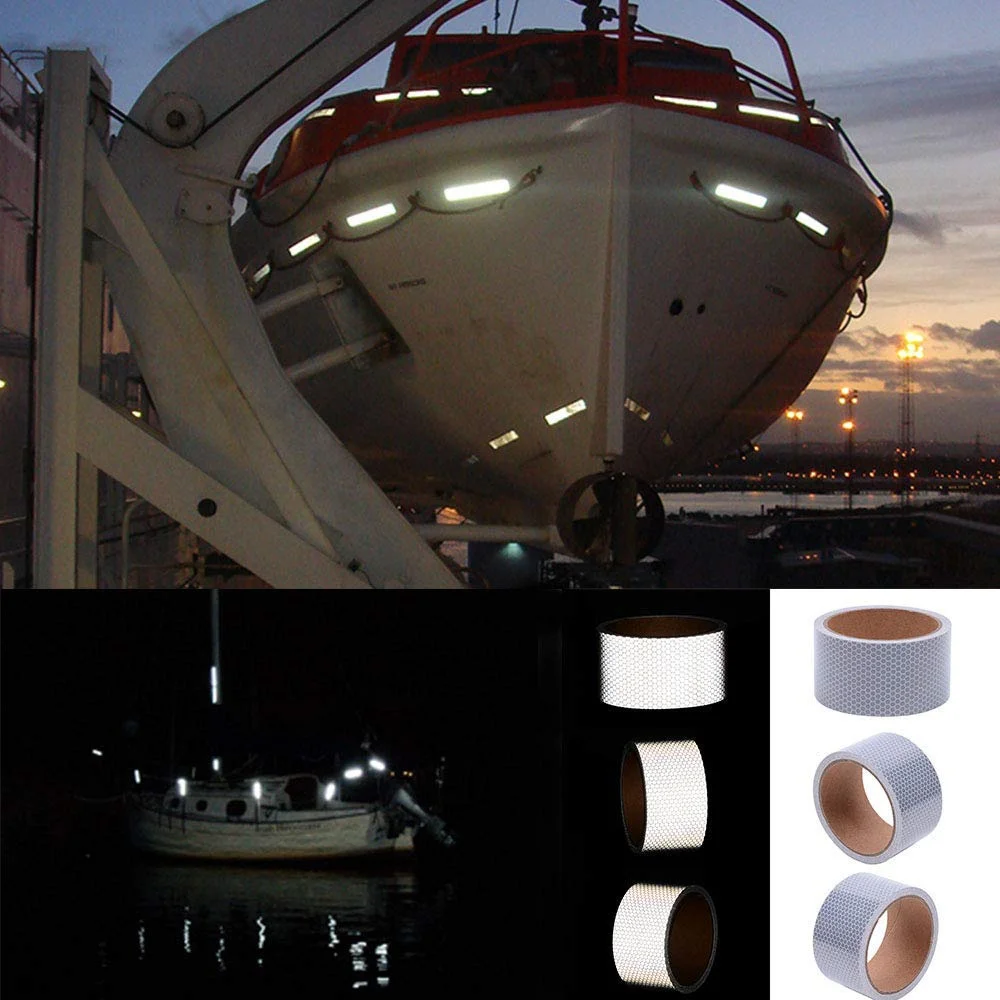 SOLAS reflektif plester laut 5cm * 10m/gulungan perekat visibilitas tinggi Strip reflektor stiker tahan air pada cincin kehidupan atau pakaian