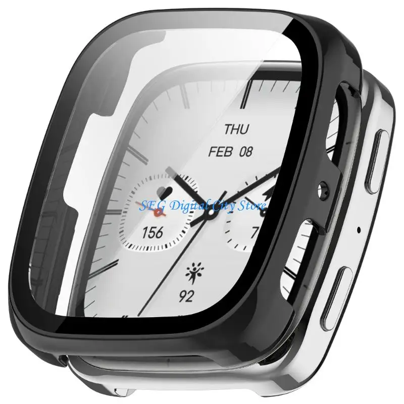 

U75B Watch Cover Shell Screen Protector Tempered Glass Film for Active 2 Square Scratchproof Case Watch Film Dustproof Case
