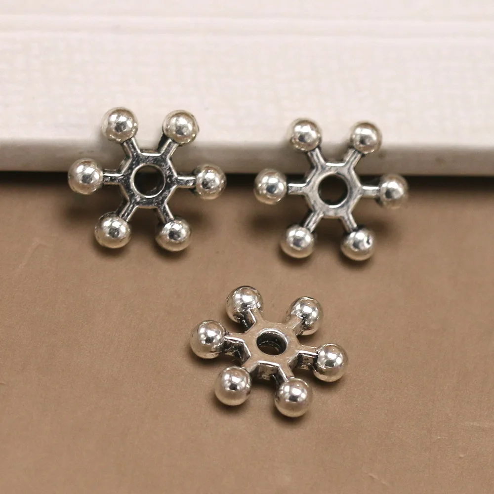 8mm 10mm Snowflake Gold Color Decoration Metal Spacer Beads Accessories For Women Needlework Beading Jewelry DIY Making