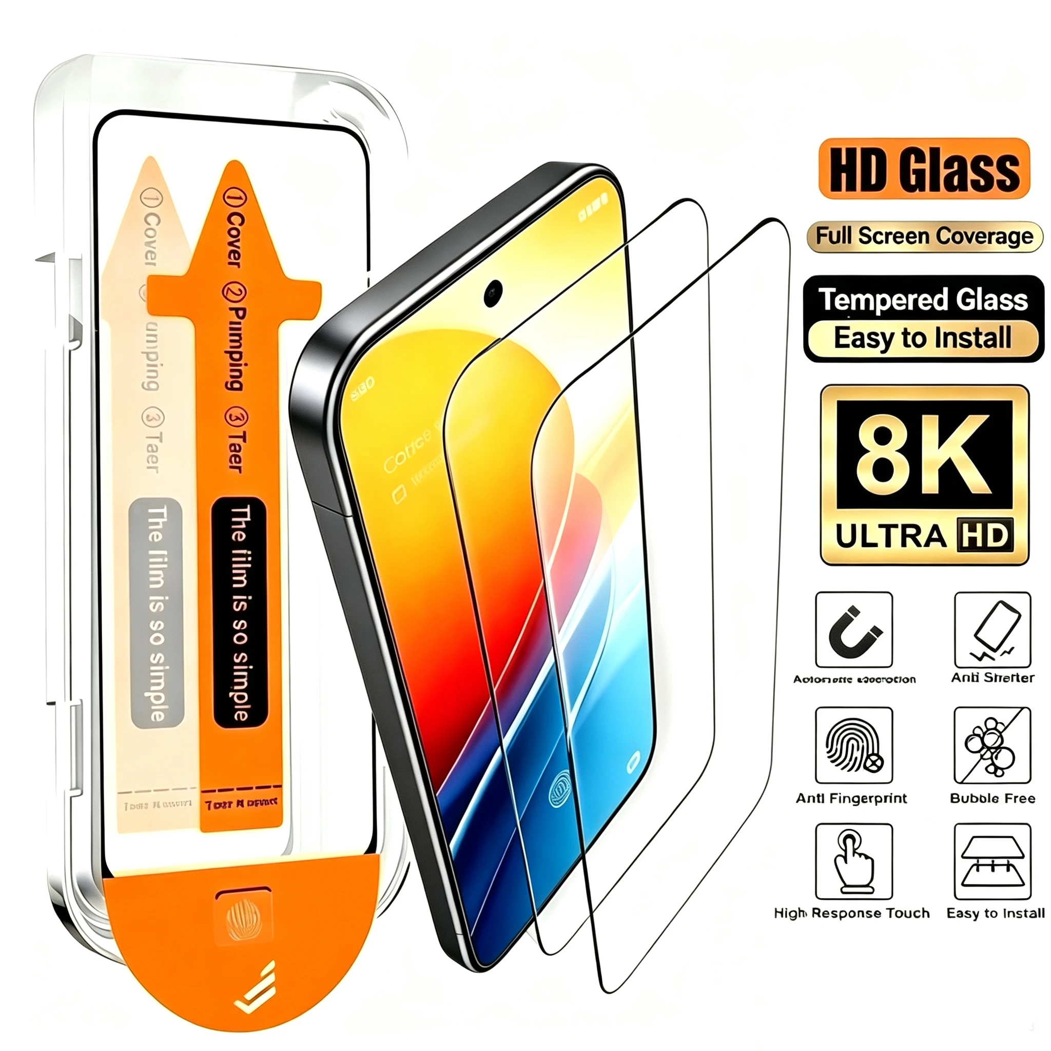

5 PCS Set Easy Installation Tempered Glass for POCO F3 F4 F5 F6 F7 Pro Ultra Clear Anti-scratch Screen Protector Dust Free Cover