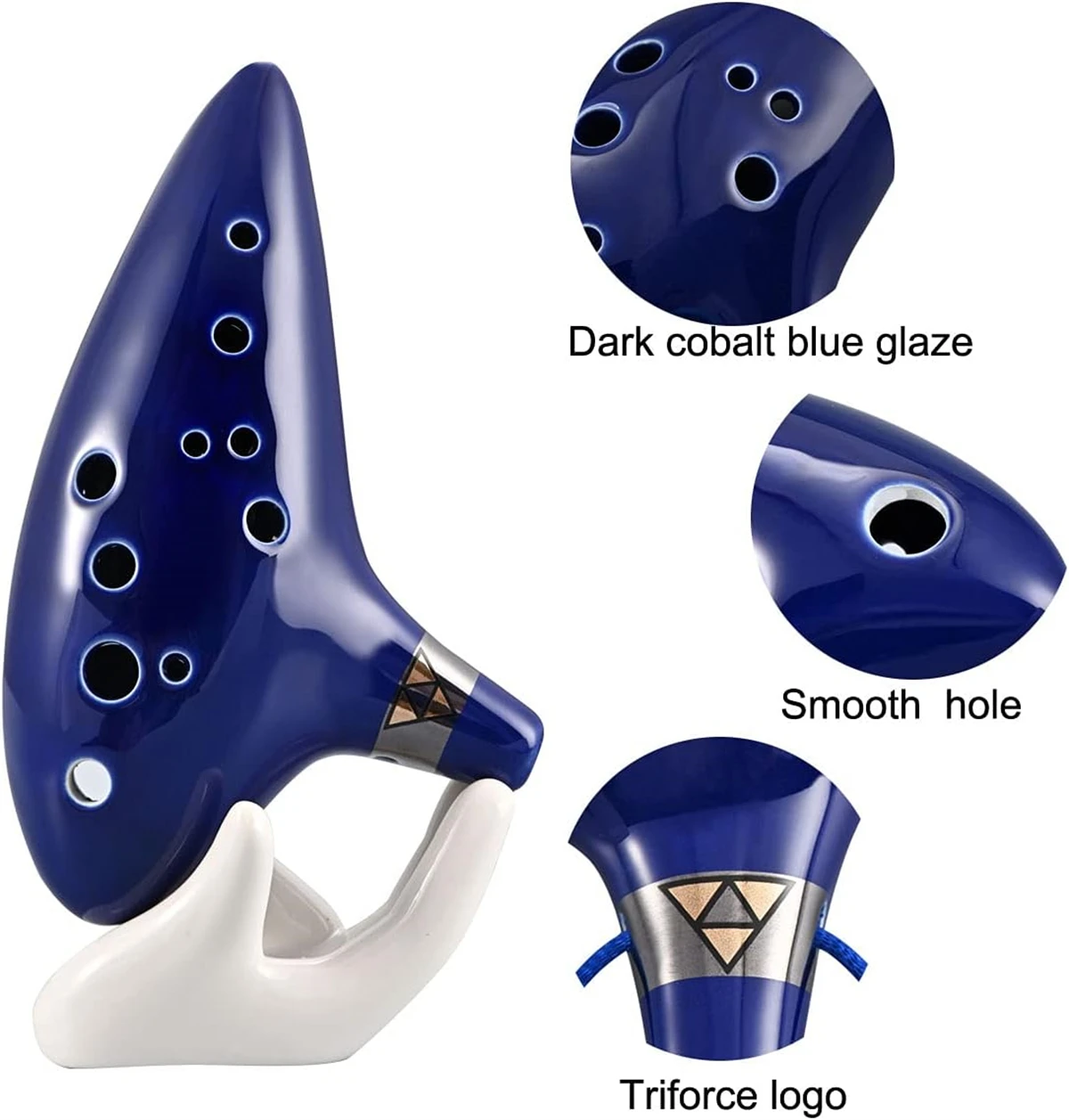 New Ocarina 12 Hole Alto C Ceramic Piccolo, Musical Instrument, Gift for Children Adults with Stand Music Book Neck-Strap Bag