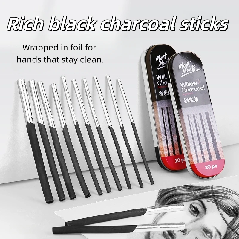 10pcs Willow Charcoal Sticks Charcoal Pencil for Sketching Sketch Charcoal Stick Charcoal Drawing Sticks for Fine Art Students
