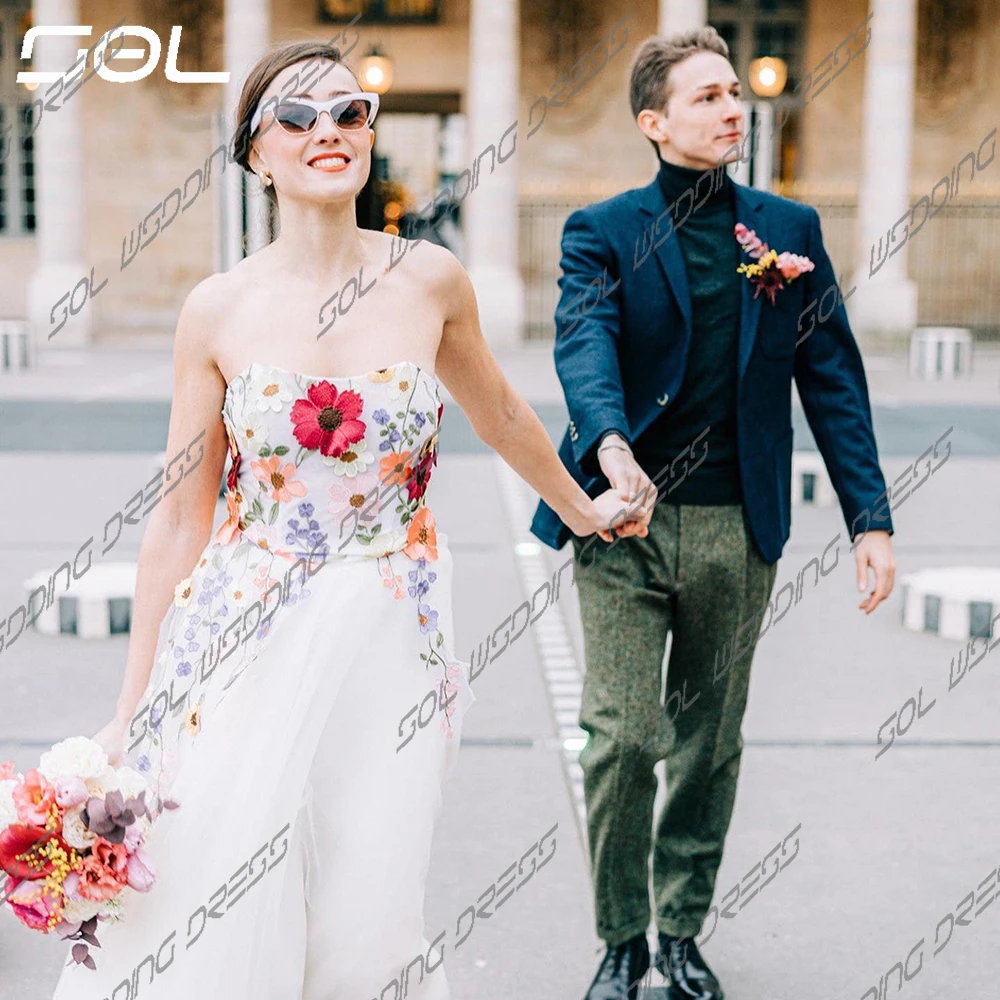 Vestido De Novia De tul con Apliques De encaje De SOL para mujer, hasta el tobillo Vestidos De Novia, línea De espalda Sexy, escote corazón