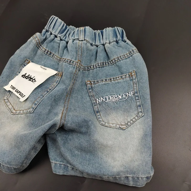 2026 Summer Baby Boys Denim Shorts Korean Style Toddlers Ripped Hole Jeans Children Retro Casual Shorts 2-8 Years