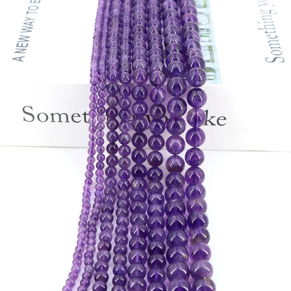 

Wholesale Natural Stone Amethysts Bead Round Loose Spacer Gemstone Purple Crystal Bead For Jewelry Making DIY Bracelet Accessory