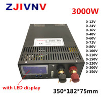 3000W Switching power supply with or withought display 12V 24V 36V 48V 60V 72V 80V 90V 110V 150V 220V voltage current adjustable