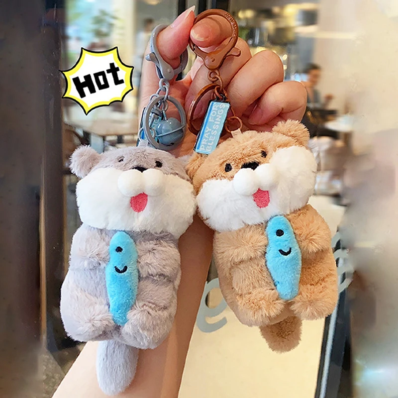 Cartoon Animals Doll Keychain Cute Otter Coin Purse Keychain Fashion Bag Hanging Decoration Kawaii Soft Stuffed Keychain Gifts