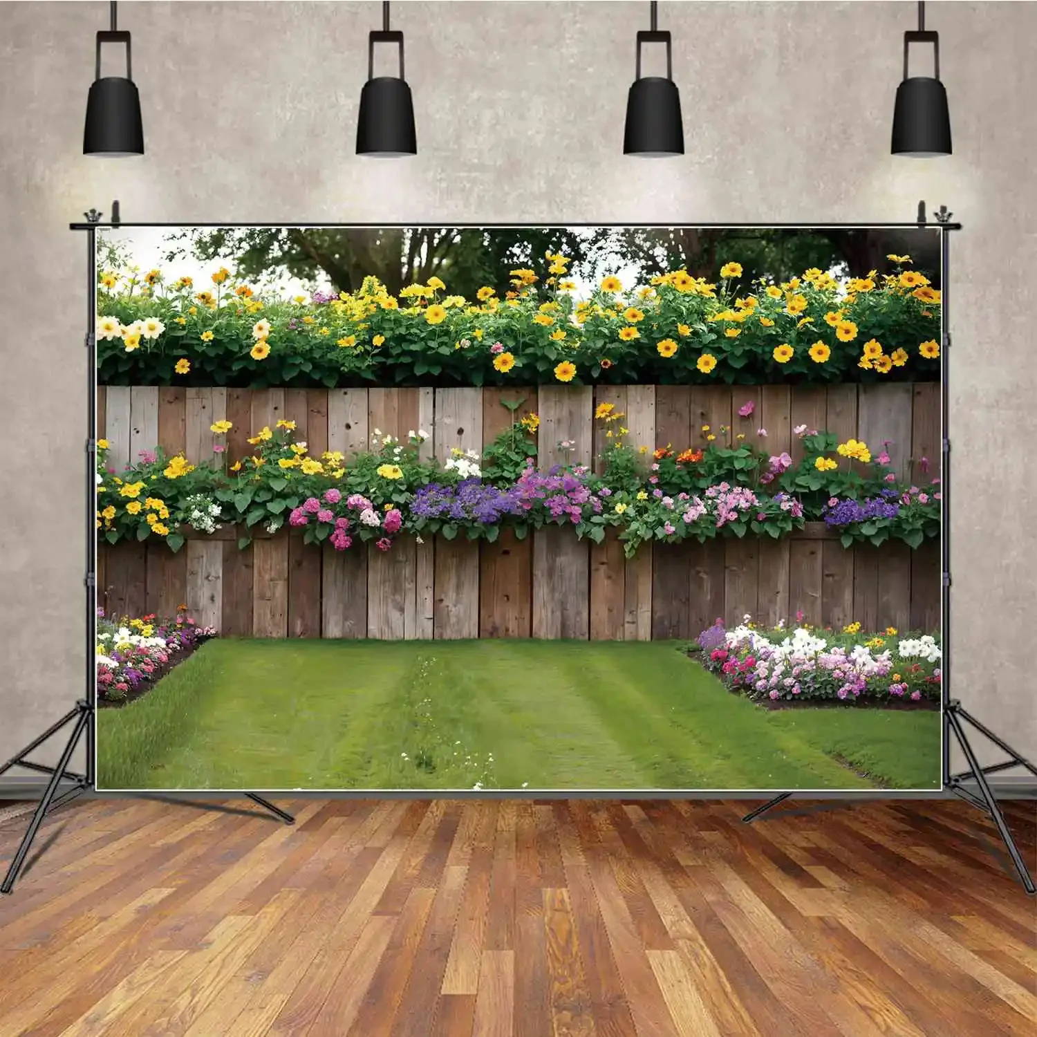 Blumen Garten Holzwand Kulissen Fotografie Dekor Plank Zaun maßge schneiderte Kinder Foto Hintergrund Fotoshooting Requisiten