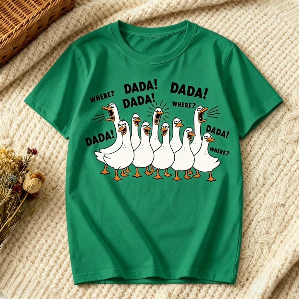 Funny Dad Shirt Where Dada Dad Ducks Tee Goose Dad Shirt Father's Day Gift Clothing Fashion Casual Men Summer Cotton Streetwear
