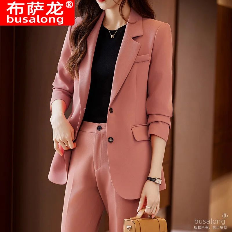 Pink Fashion Suit Jacket for Women Spring and Autumn 2023 New Casual Temperament plus Size Business Suit Tailored Suit Formal Cl