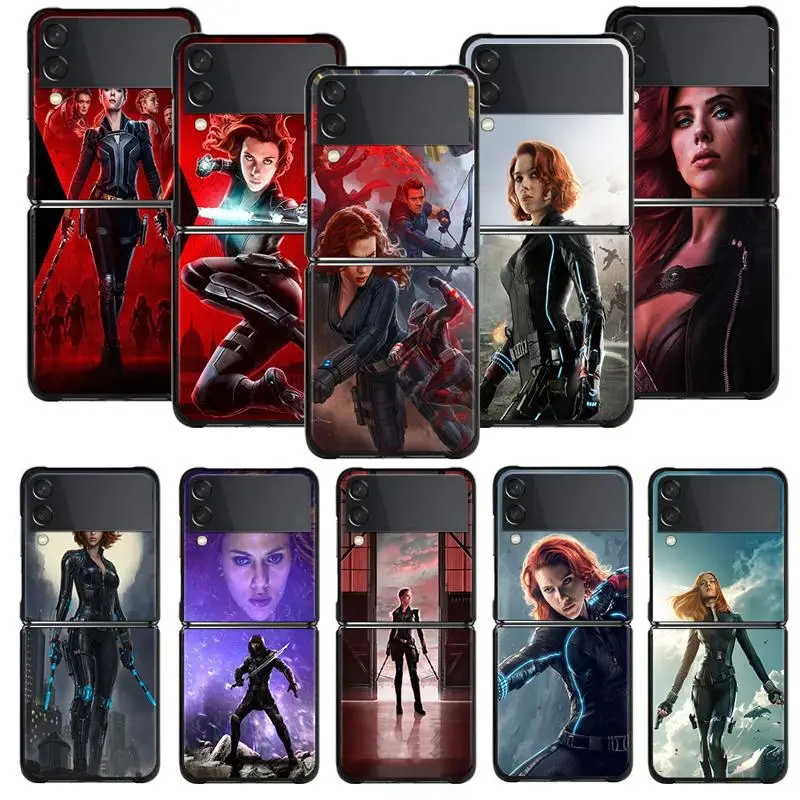 Marvel Black Widow For Samsung Galaxy Z Flip4 Flip3 5G Hard Case for Galaxy Z Flip 4 Z Flip Phone Cover Shell Fundas Capa