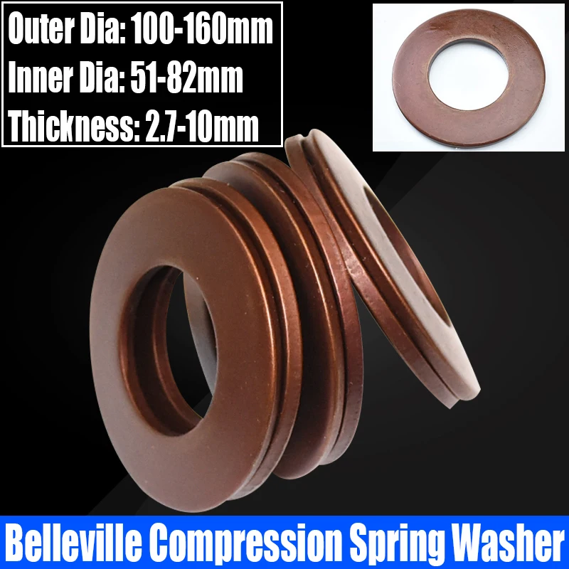 

1PCS 60Si2MnA Belleville Compression Spring Washer Disc Spring Outer Dia 100-160mm Inner Dia 51-82mm Thickness 2.7-10mm