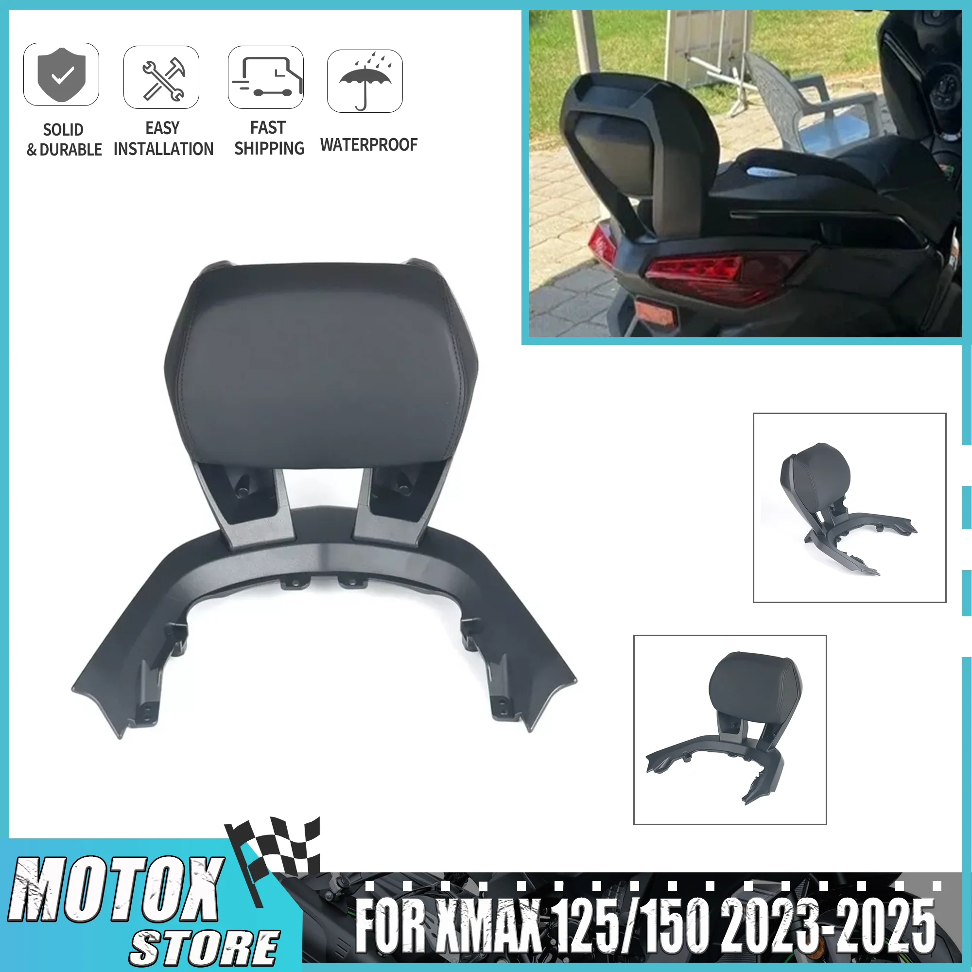 يصلح ل 2023 - 2025 XMAX 125 X-MAX 300 XMAX125 2024 XMAX300 مسند الظهر للدراجات النارية تعديل الرف الخلفي مسند الظهر وسادة مقعد قوس #1