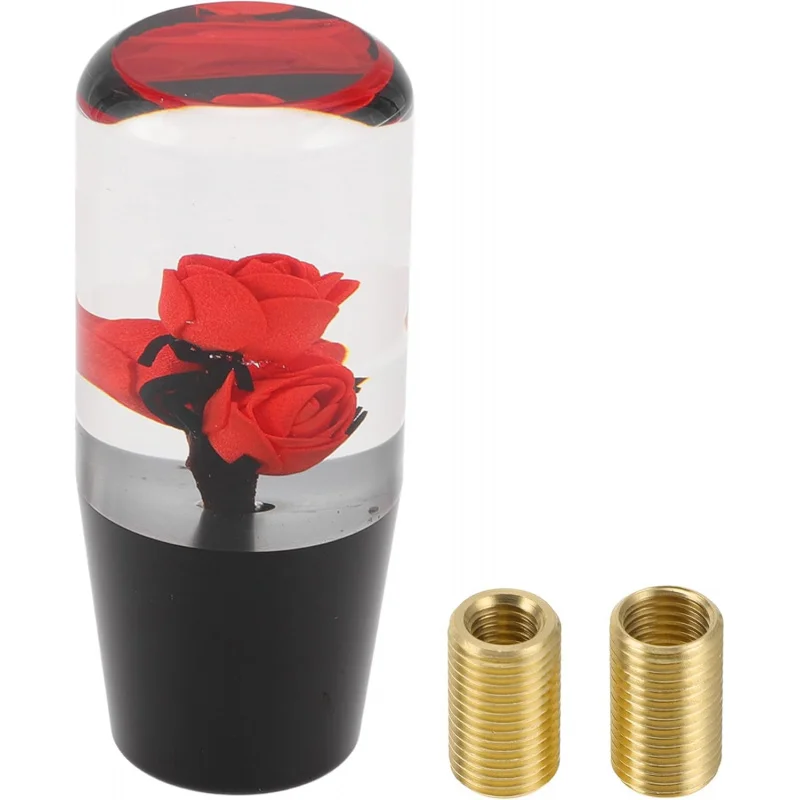 

Car Shift Knob 10cm | Front Shift Lever Knob Universal for Automatic and Manual Vehicle Acrylic Red with 2 Adapter 1 Set