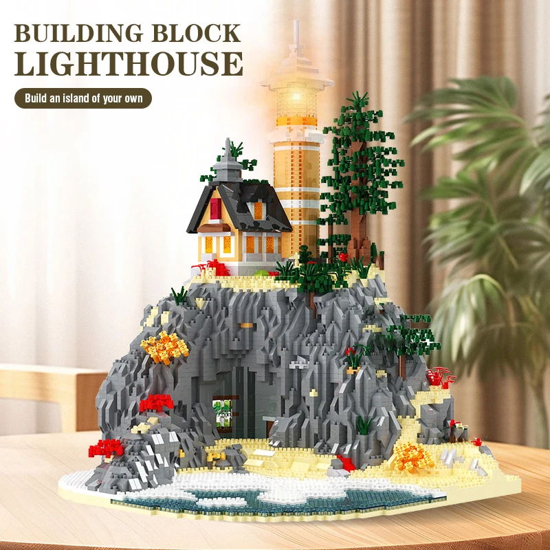5100pieces Lighthouse Building Blocks Lighthouse Island DIY Assembly Model Bricks with Light Architecture Kids Christmas Gifts