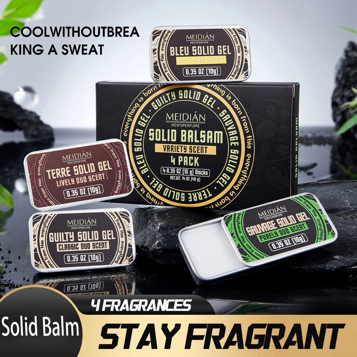 Мужской однотонный одеколон, стойкий аромат, мужской дезодорант, набор 4 в коробке, портативный женский цветочный аромат, твердый бальзам, гель, легкий аромат