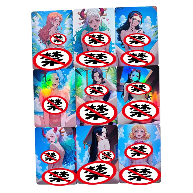 9Pcs/set Anime Cards One Piece Nami Yamato Robin Hancock ACG Sexy Nude Card Toy Gift Game Homemade Anime Comic Collection Card