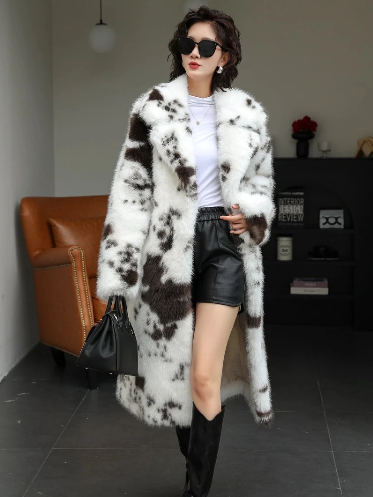 

Vintage Harajuku Winter Autumn Short Thick Warm Faux Fur Coat Lapel Design Fluffy Fur Outerwear Long Sleeve Tops Trendy New