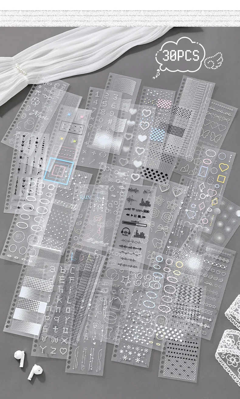 Journal GO 30-seitiges Spitzen-Polkadot-PET-Aufkleberbuch Ästhetisches Scrapbook DIY Niedliche Aufkleber für Karten, Tagebücher, Bastelarbeiten und Dekoration – Detail 5
