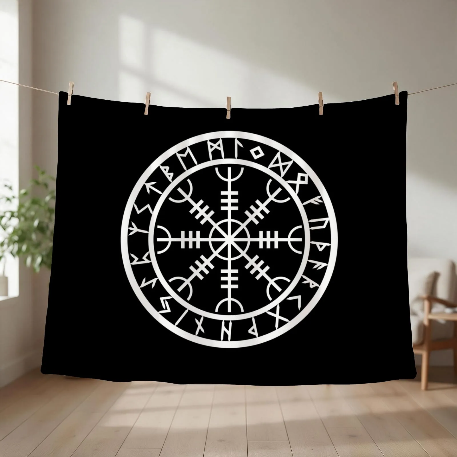 Helm of Awe /// Rune Circle (Variant II) Throw Blanket couch cozy soft plush fuzzy picnic outdoor blanket