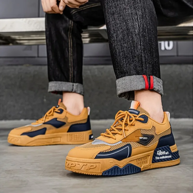 

Мужская повседневная спортивная обувь с низким берцем, модная трендовая сетчатая мужская обувь для скейтборда, новинка 2025 года, летняя уличная спортивная обувь Tenis Masculino