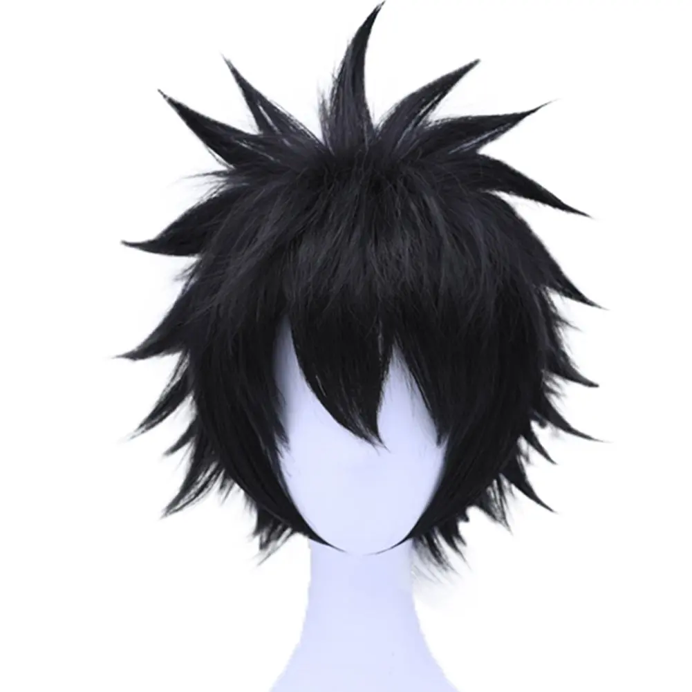 

Short Black Wig for Anime Black Cosplay Mens Black Short Layered Black Cosplay Wig For Halloween Costume Cosplay Wig
