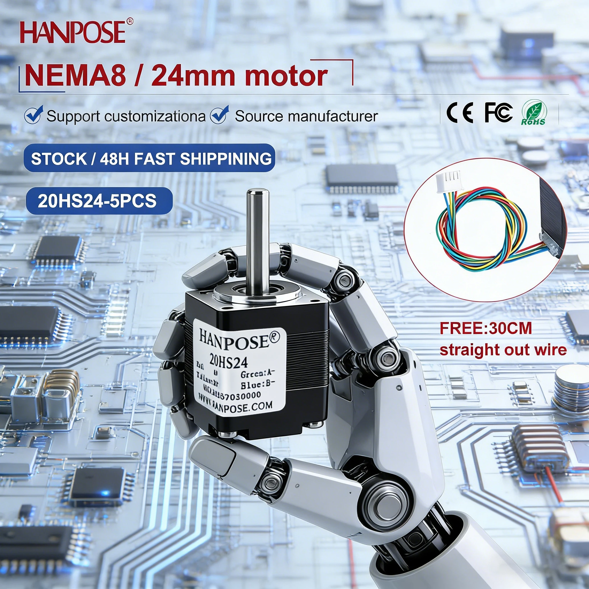 NEMA8  5PCS 20HS24 Miniature Stepper Motor 0.012N. m 0.4A 3D Printing Accessories Motor Manufacturer Direct Sales in Stock