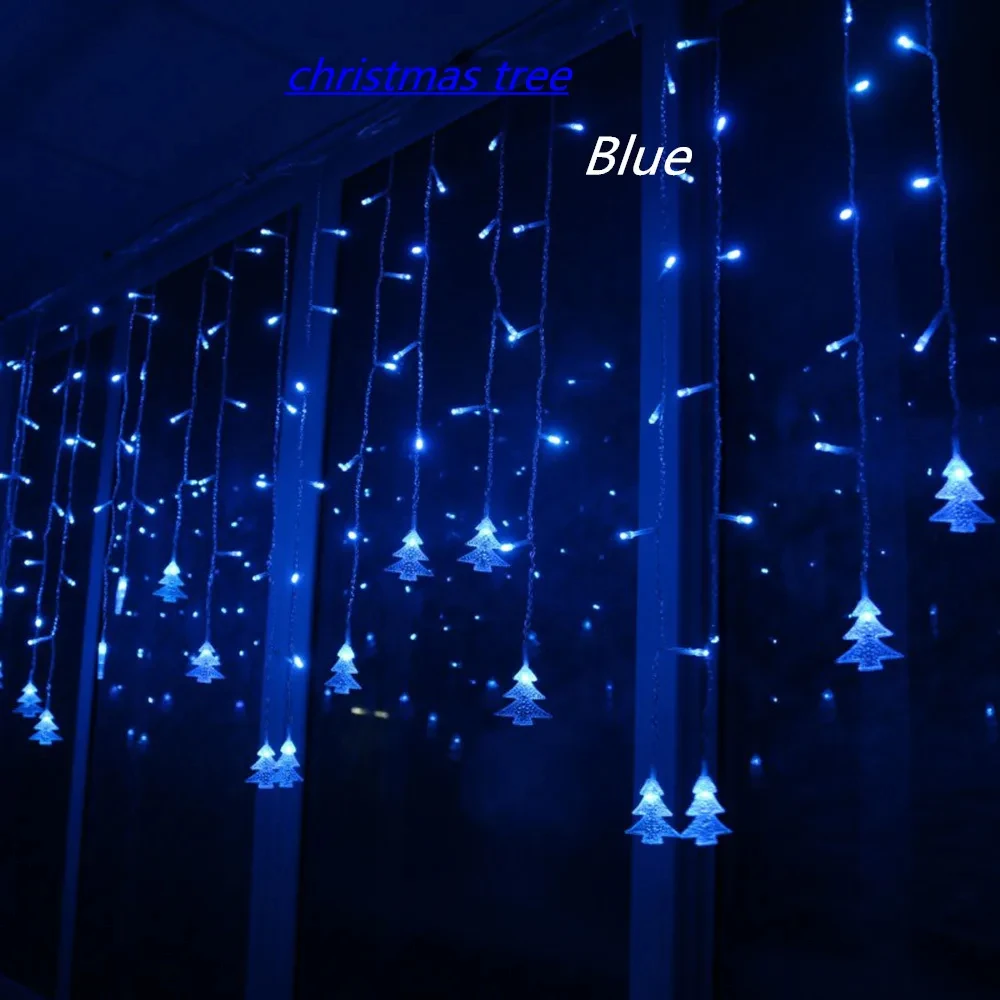Outdoor Decorative Lamp String AC 220V Window Xmas The Eaves Railing Christmas Tree Pendant Decor LED Lamp String Belt Tail Plug