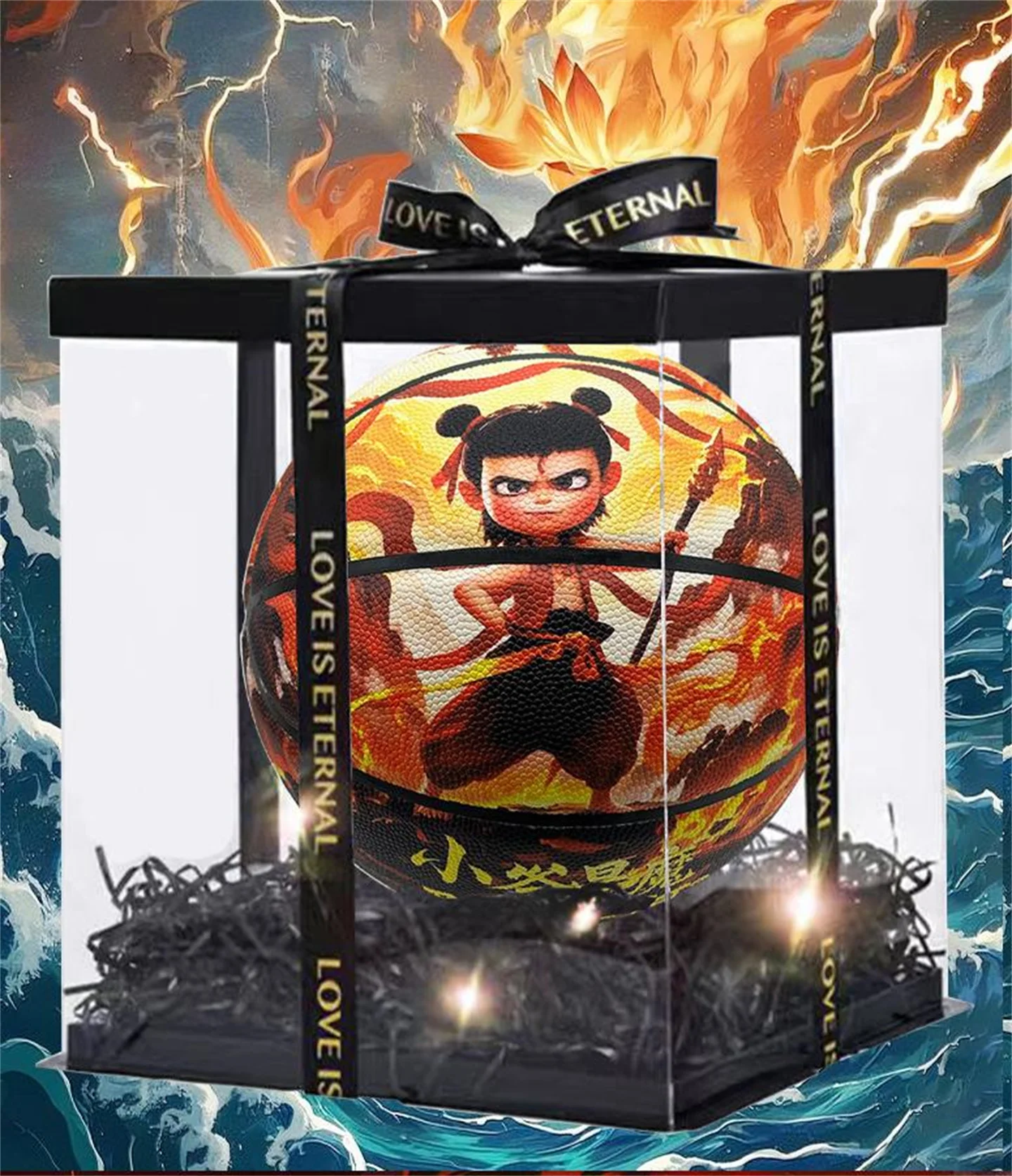 Basquete Nezha Tamanho 7 #   Basquete de treinamento de rua resistente ao desgaste antiderrapante de couro PU para crianças, estudantes, jovens, adultos