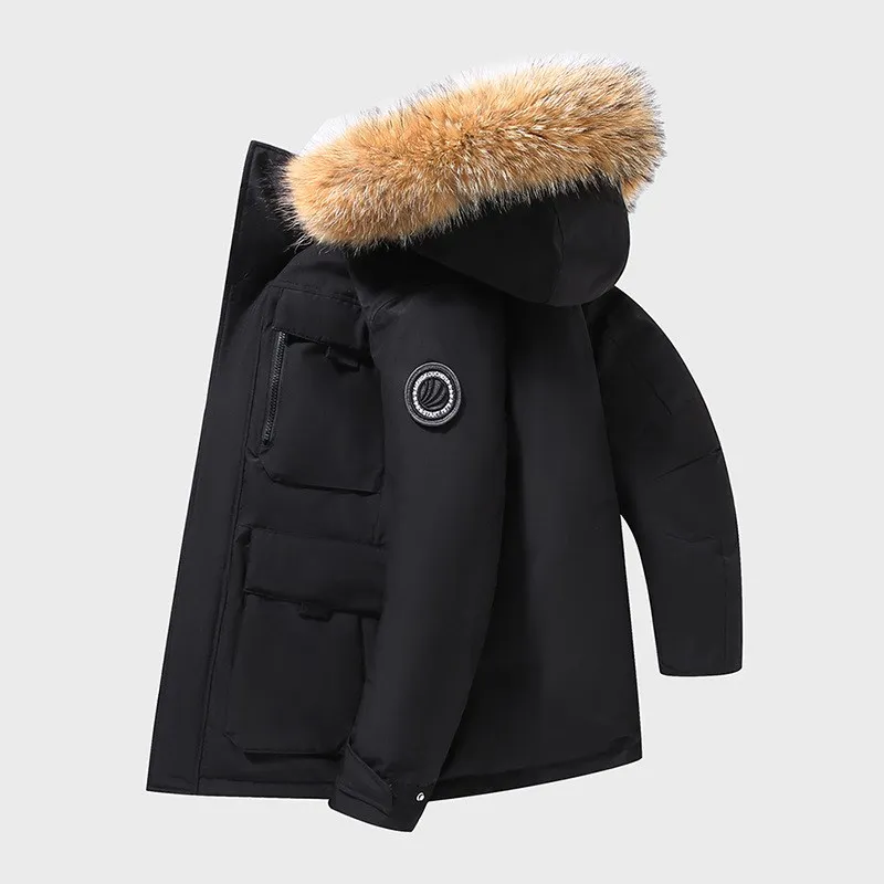 

New 2024 Thiened Long down Jaet for Men And Women with Fur Collar Workwear Sle High-End Men's Faion Winter Coat