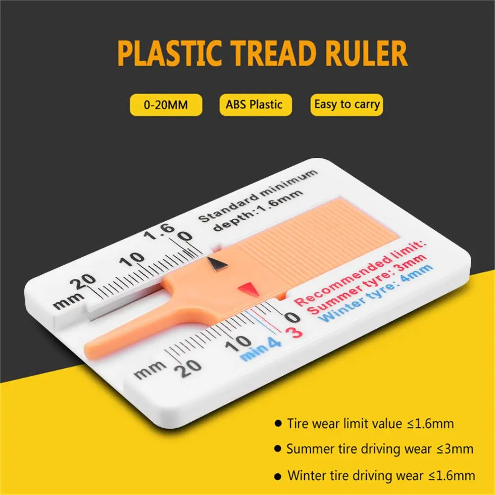 Measure Tool 0-20mm Tyre Tread Depth Gauge Portable Plastic Tyre Tread Checker Wheel Caliper Car Motorcycle Truck