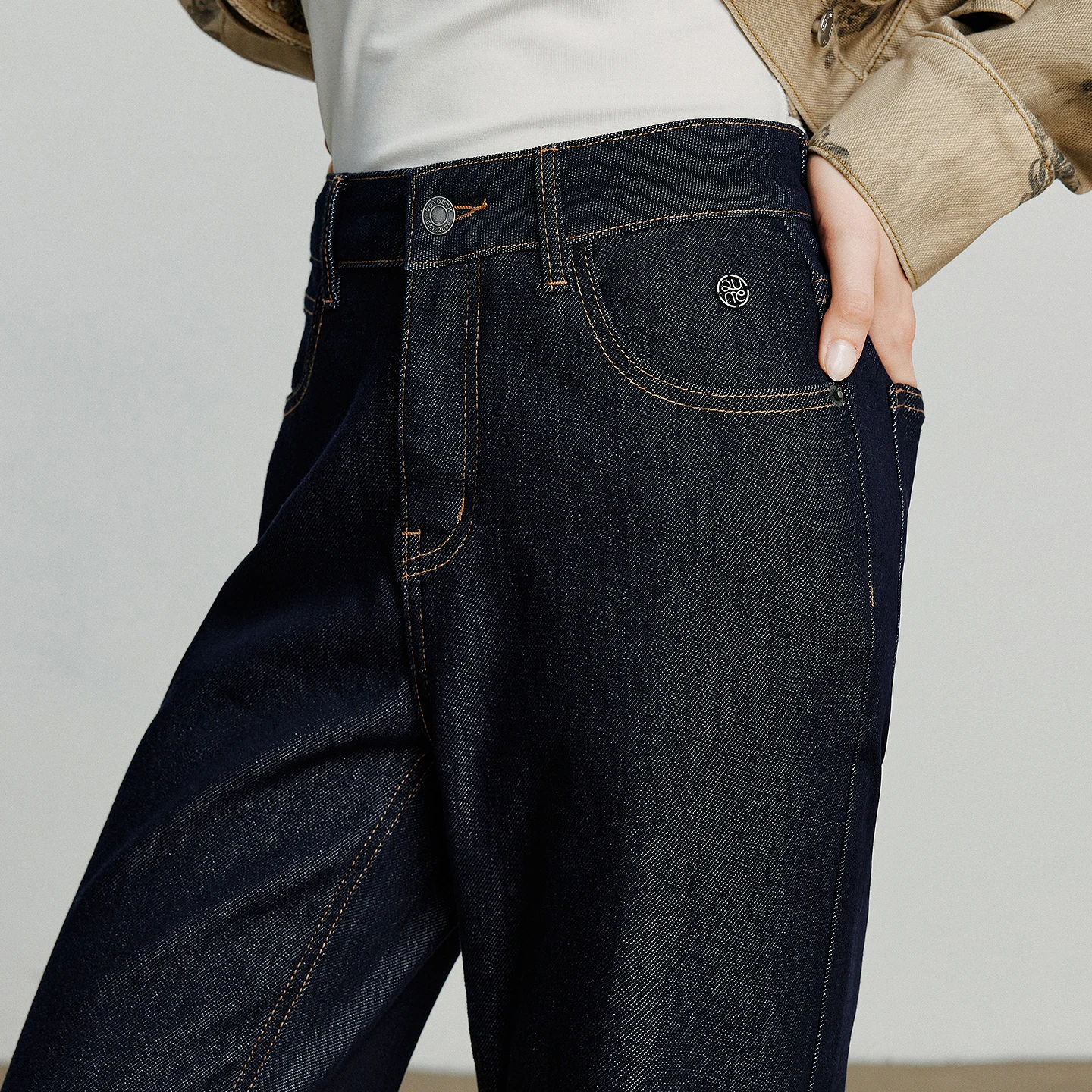 TOYOUTH جينز نسائي لخريف 2025 سروال جديد غير متماثل بقصة ضيقة للتخسيس قابل للتمدد #4