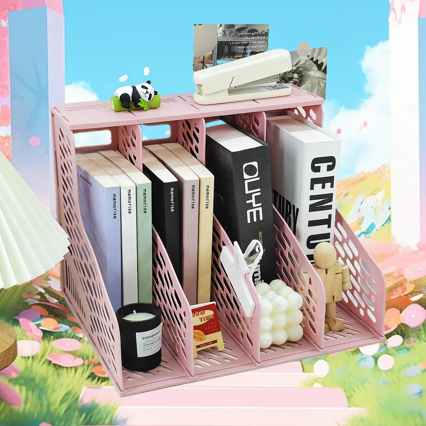 

Bookshelf File Frame Bookshelf Desktop Bookshelf A4 Folder Storage Box Bookend File Rack Desk Information Storage Rack