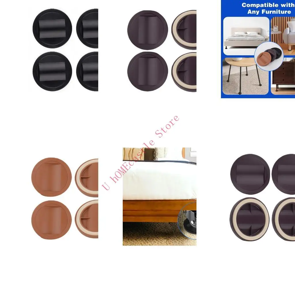 63HF 4Pcs Furniture Chair Wheel Stoppers Fixing Pad Rubber Bed Stopper Caster Cups to Prevents Scratches Easy to Use
