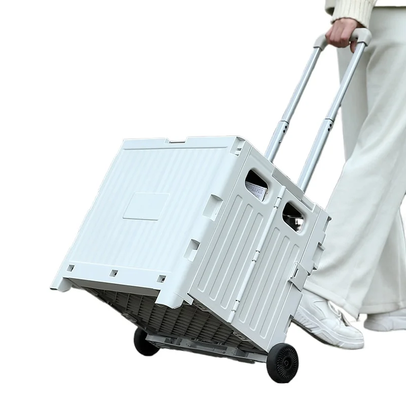 Mini Foldable Portable Hand Pull Cart for Grocery Shopping Camping Outdoor Use Compact Trolley for Supermarket Home Travel