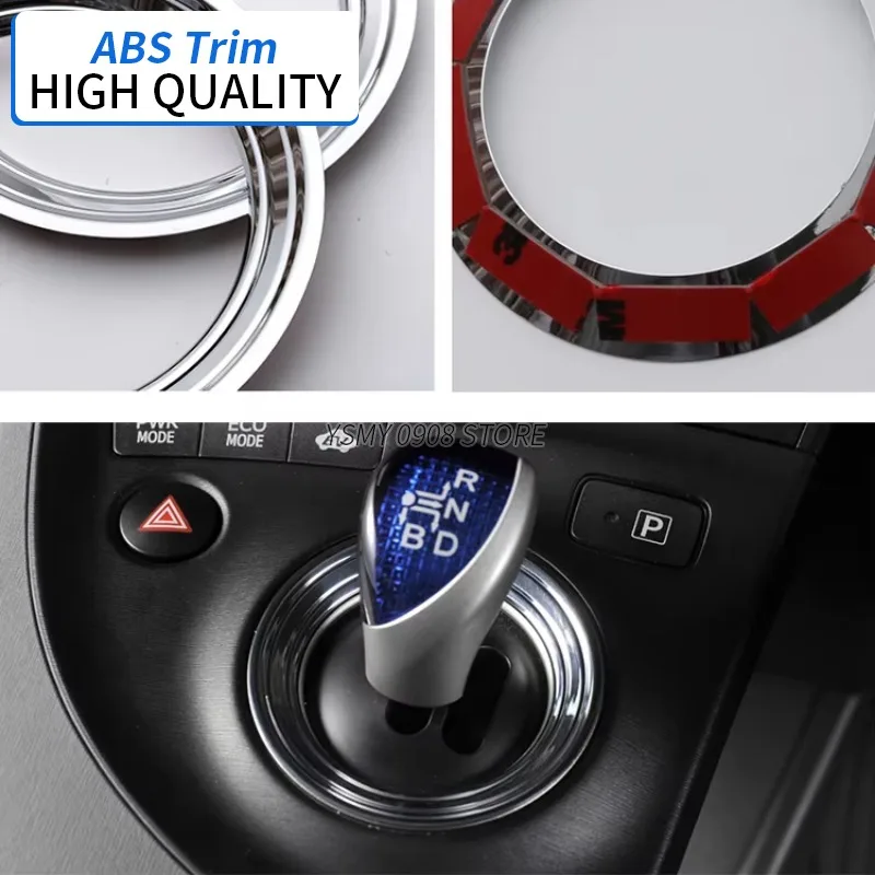 1 PCS Circle Frame for Car Shift Knob Gear Cover for Prius 30 2009 ABS Chrome Car Interior Accessories