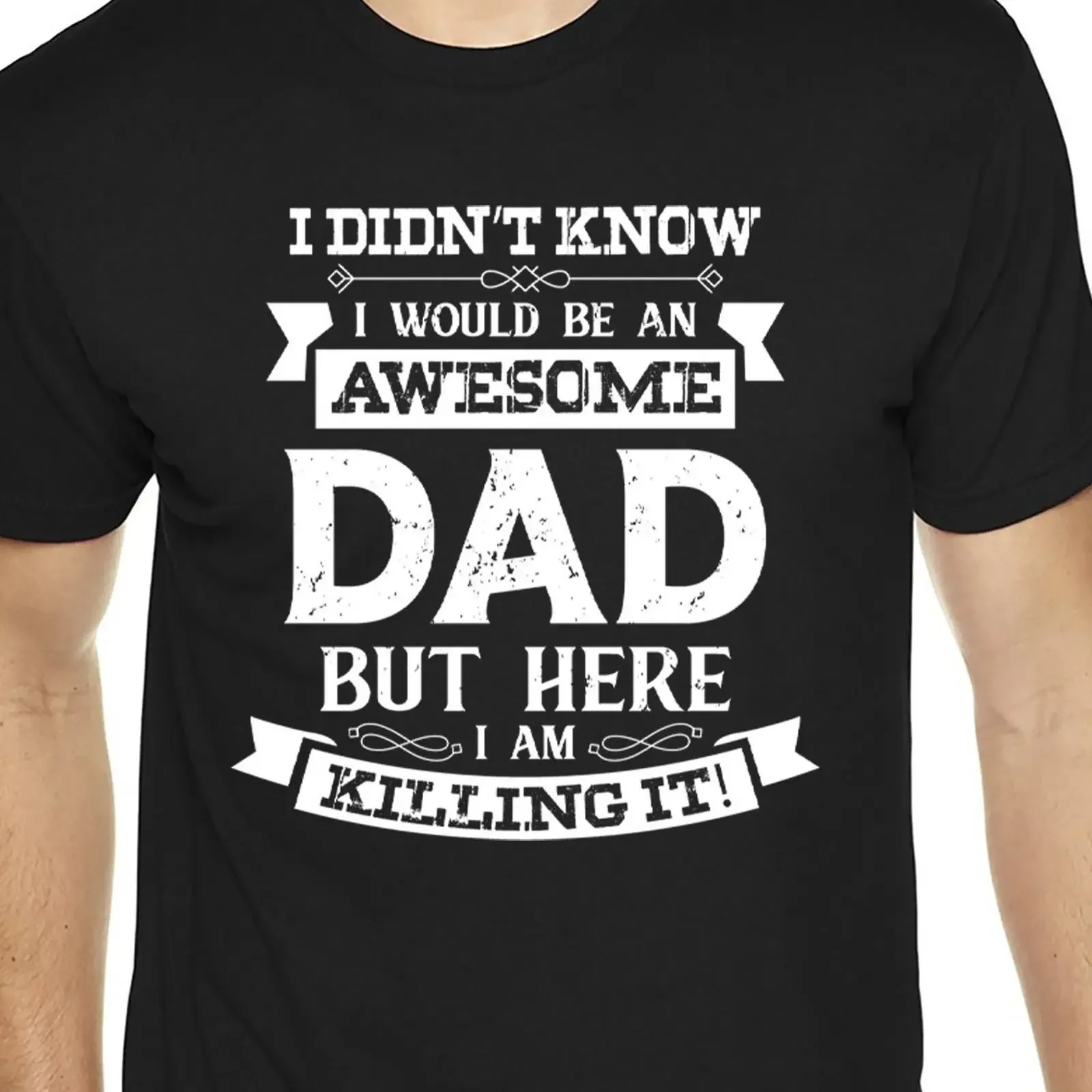Funny Awesome Dad Slogan T Shirt Men's Casual  Father's Day for Proud Father vintage Washed Versatile graphic Slightly