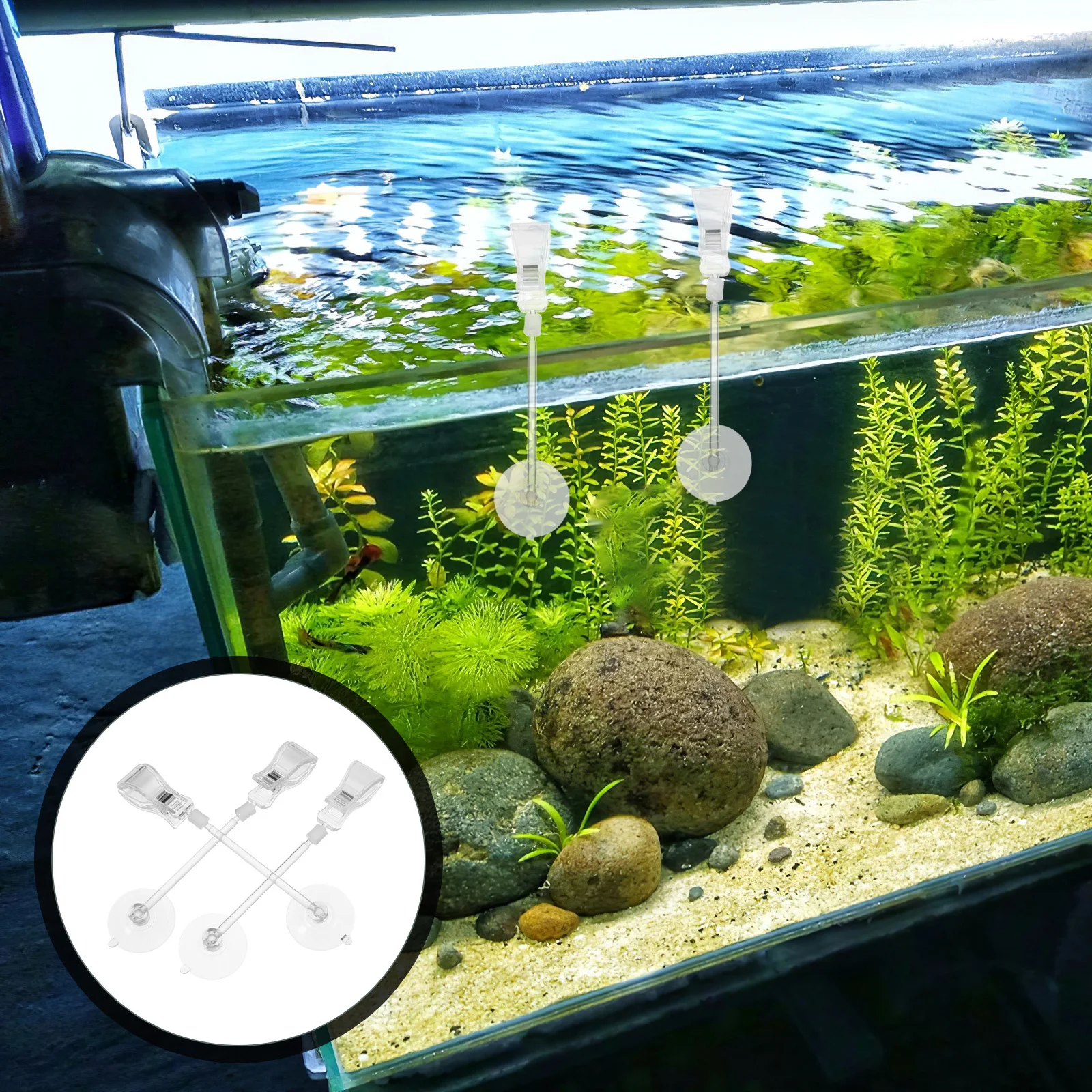 

3Pcs Aquarium Suction Cup Clips Rotatable Holder Fish Tank Plant Food Clip Clamp Accessories Aquarium Plant Clips
