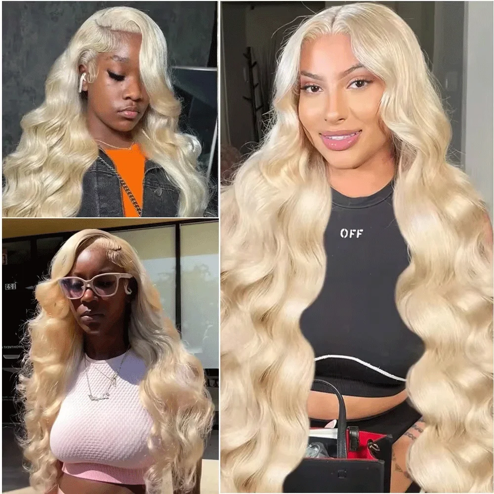 30 36 Inch 613 Honey Blonde Body Wave 200% Density 13x6 HD Lace Front 100% Human Hair Wigs Preplucked Lace Frontal Wig For Women