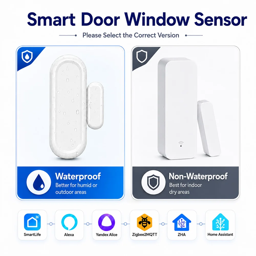 Zigbee 3.0 Tür- und Fensterkontaktsensor, wasserdichte und nicht-wasserdichte Optionen für Smart Home, funktioniert mit Home Assistant Zigbee2MQTT